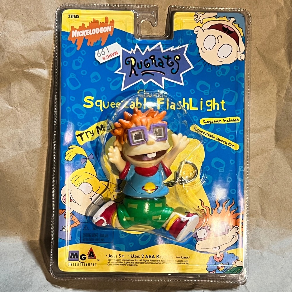 Nickelodeon Rugrats Chuckie Squeezable Flashlight 1997 Vintage MGA Keychain New